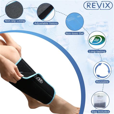 REVIX Calf and Shin Gel Ice Packs for Injuries Reusable Leg Cold Pack ...