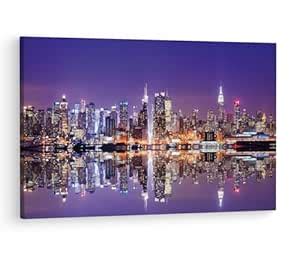 TRUECANVAS Nyc Reflection, Wooden Framed Canvas Paintings for Living ...