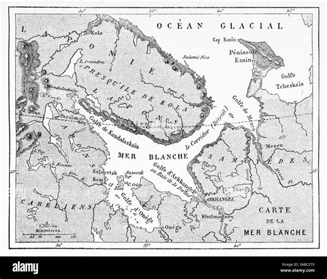 White Sea old map. The White Sea is a southern inlet of the Barents Sea ...