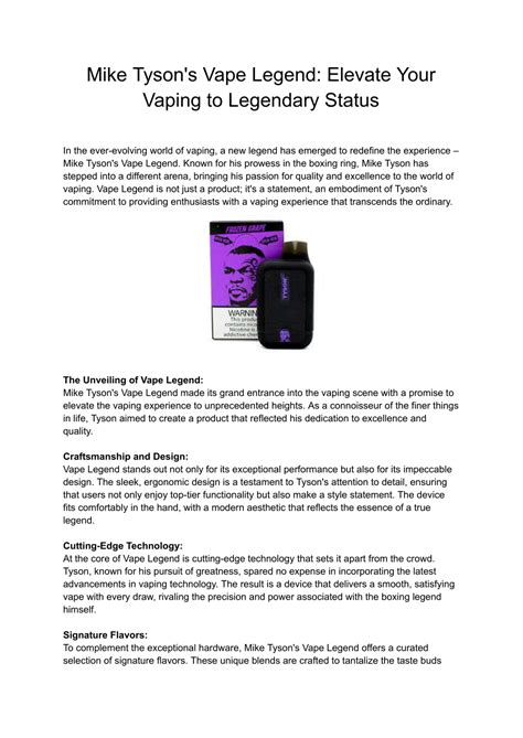 PPT - Mike Tyson's Vape Legend_ Elevate Your Vaping to Legendary Status ...