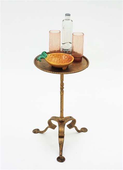 Spanish Gilt Iron Drinks Side Table / Martini Table, 1950s For Sale at ...