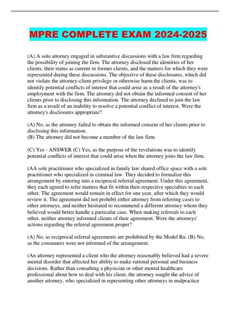 MPRE COMPLETE EXAM - MPRE - Stuvia US