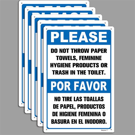BTFSigns Spanish 5 Pack 12" x 16" Please Do Not Throw Paper Towels ...