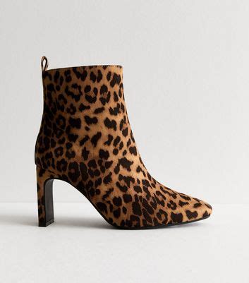 Stone Animal Print Heel Ankle Boots | New Look