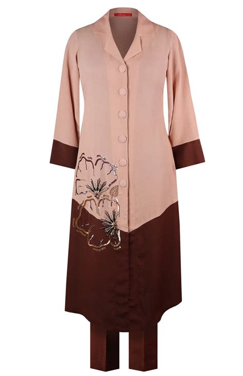 Poppies Colour Block Kurta Set - PEACH – Jasminum