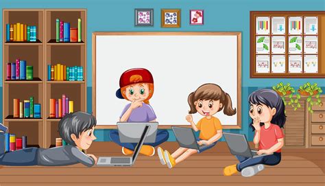 Children using technology devices at home 14291755 Vector Art at Vecteezy