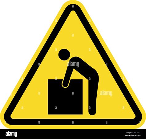 Lifting hazard warning sign. Triangle yellow background. Safety signs ...