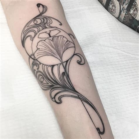 floral art nouveau tattoo