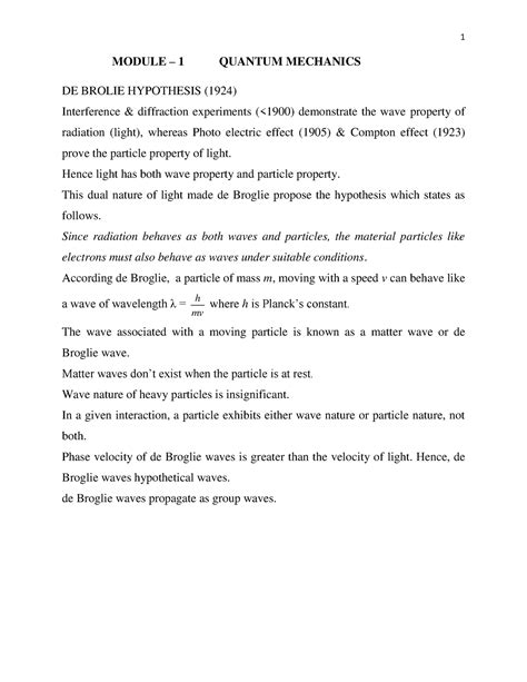 5 6165484020797803592 - MODULE – 1 QUANTUM MECHANICS DE BROLIE ...