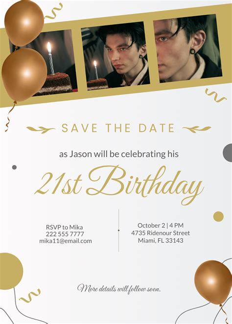 Free Printable 21st Birthday Party Invitation Templates - Totally Free ...
