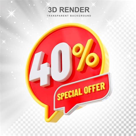 Premium PSD | 40 percent off discount sale symbol