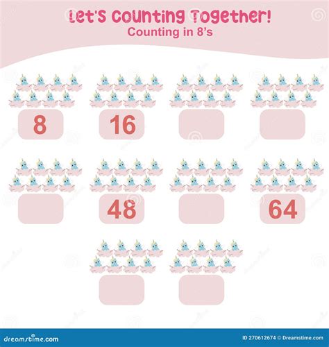 Counting by Eight S the Unicorn with Valentine Day Theme Practising ...