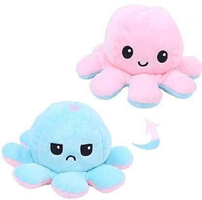 Crispy toys Reversible Octopus Toy - Mini Plush Sky Blue Pink Soft Toy ...