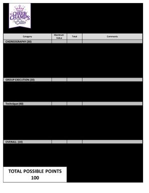 18 Printable Cheerleading Tryout Score Sheet Forms and Templates ...