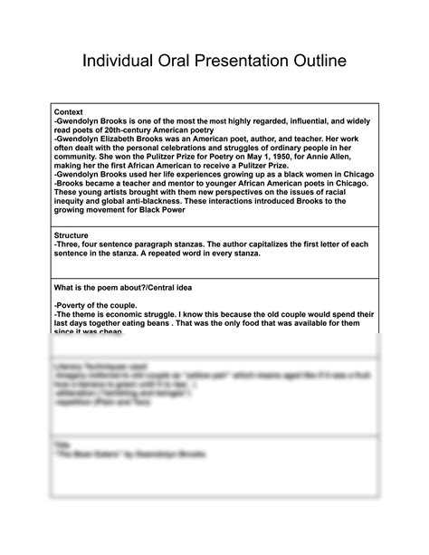 Individual Oral Presentation