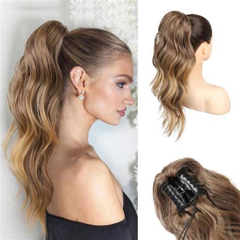 Amazon.com : HOOJIH Clip in Ponytail Extension, Ponytail Extension 18 ...