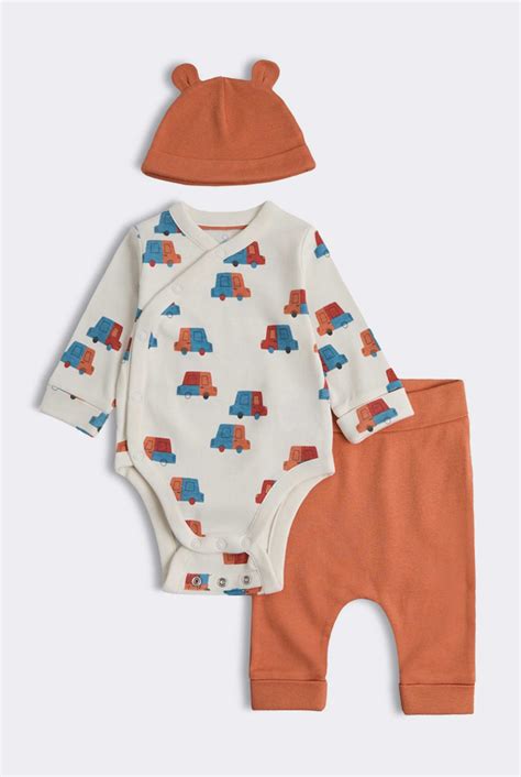 Mothercare Newborn Boys Printed Full Sleeves 3-Piece Bodysuit, Pant and ...