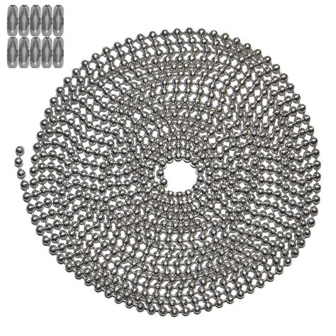 Buy 10 Foot Length Ball Chain, Number 3 Size, Aluminum, & 10 Matching ...