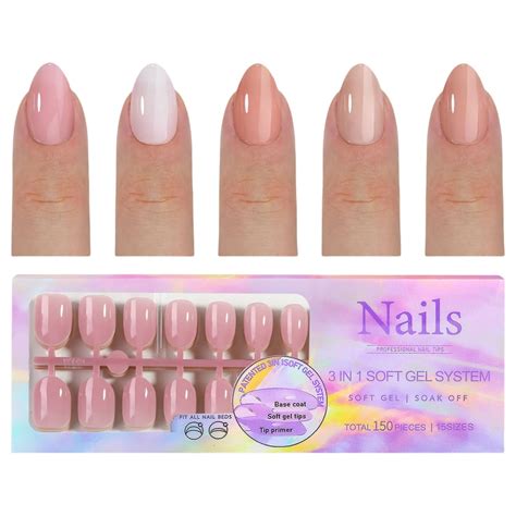 GRABLOOM 1 Box Nudes Press On Nails French Tips False Nails Full Cover Stick on Nails - Walmart.com