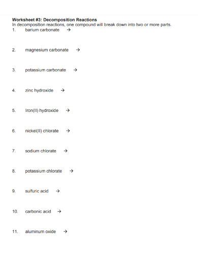 Decomposition Reaction Examples 的图像结果
