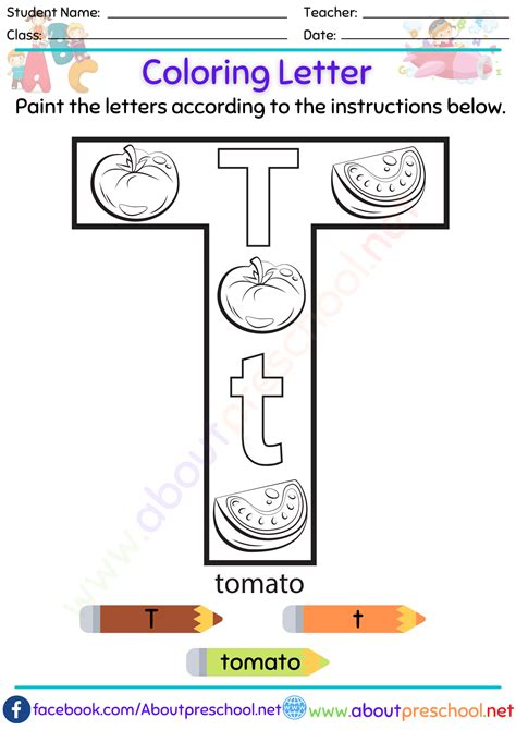 Letter Coloring Pages T - About Preschool
