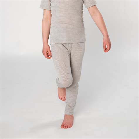Kids's Long Johns | Wool (Organic) | Grey/Natural Striped | LIVING CRAFTS