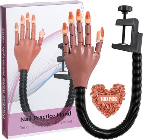 Amazon.com: Yiesoum Practice Hand for Acrylic Nails, Flexible Never Fall Off Nail Trainning ...