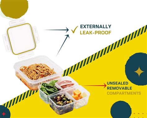 Komax Biokips Foodsaver Set, Square Lunch Box Containers with 4 ...