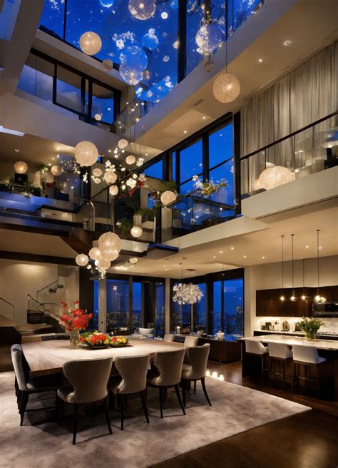 Lexica - Great room of upscale penthouse. floor to celing windows with ...