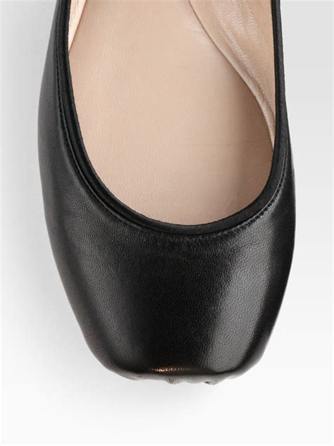 Lyst - Chloé Strappy Leather Square Toe Ballet Flats in Black