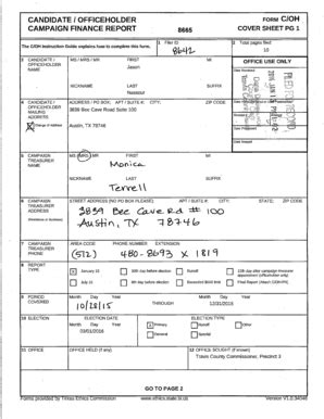 Fillable Online CANDIDATE I OFFICEHOLDER CAMPAIGN FINANCE REPORT FORM 3 ...
