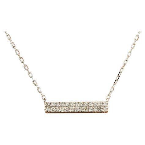 Exquisite Natural Diamond Bar Necklace In 14 Karat White Gold For Sale ...