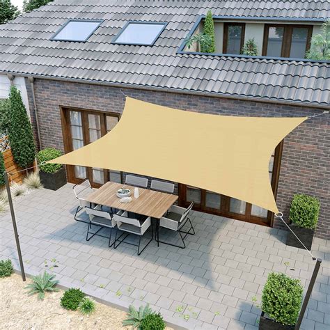 SONGMICS Sun Shade Sail, 12 ft x 12 ft (L x W) Rectangle Sun Shade, UV ...