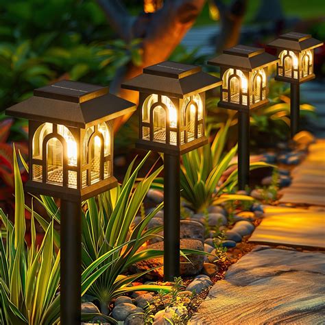 KOOPER Solar Pathway Lights Outdoor, 8 Pack Retro Solar Landscape Path ...