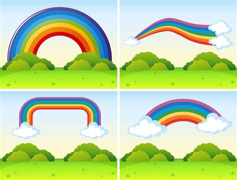 Scenes with different shapes of rainbows 381324 Vector Art at Vecteezy