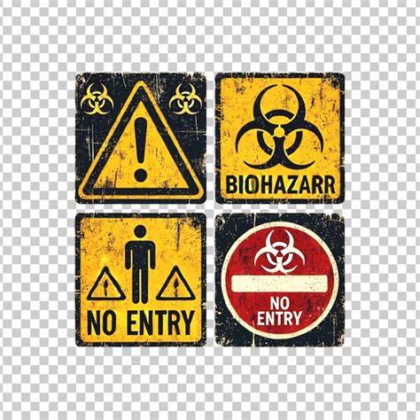 Grungestyle warning signs collection with transparent backgrounds ...