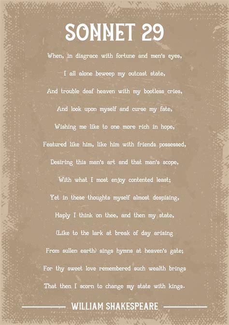 William Shakespeare Sonnet 29 Poem Art Print - Etsy UK