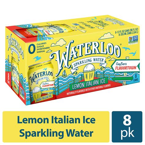 Waterloo Sparkling Water, Lemon Italian Ice, 12 fl oz, 8 Pack Cans ...