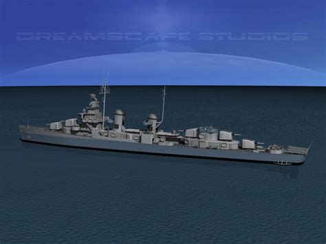 3d Anti-aircraft Fletcher Class Destroyers Model