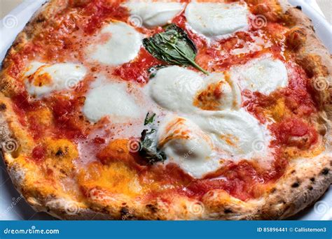 The Real Neapolitan Pizza Margherita Stock Image - Image of baked, food ...