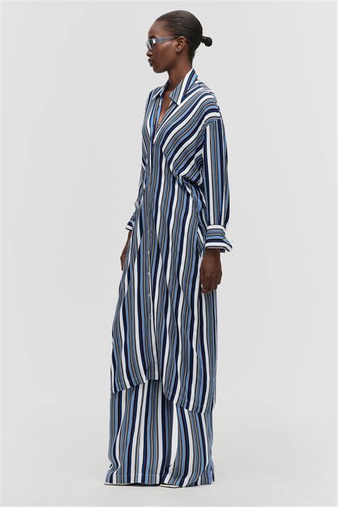 Ink Stripes Blue Slouched Column Set – Qua