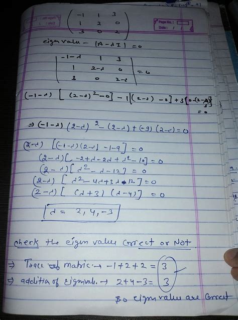 Find eigenvalues and their corresponding eigenvector in this matrix