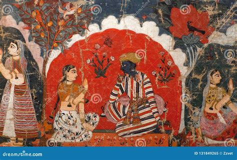 Ancient Famous Nepalese Painting in Royal Palace in Patan, Nepal Stock Image - Image of icon ...
