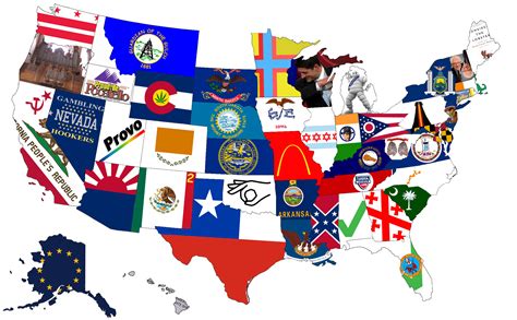 Flag Map Of Usa - Tourist Map