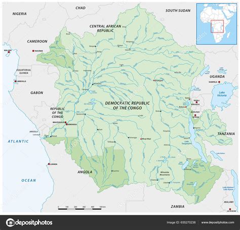 Congo river physical map