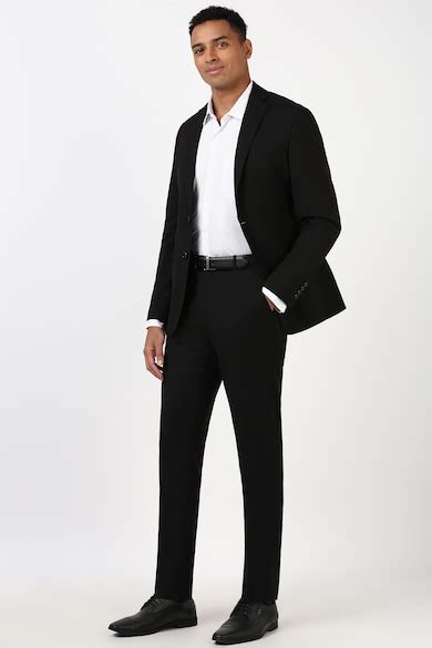 Buy Men Black Print Formal Two Piece Suit Online - 39688892 | Peter England