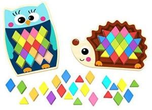 Fat Brain Toys Play Pattern Puzzle Owl & Hedgehog - Play Pattern Puzzle ...