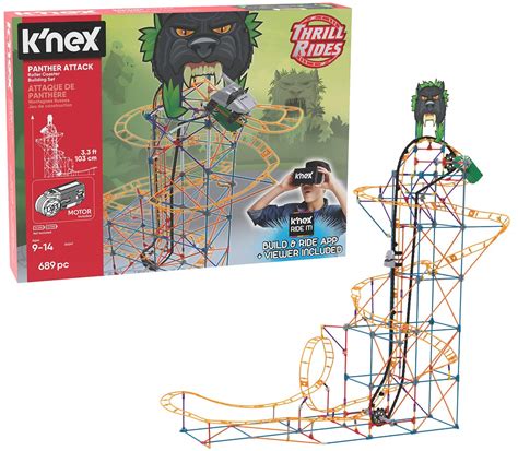 K’NEX Thrill Rides Panther Attack Roller Coaster Building Set With Ride ...