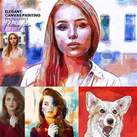 Elegant Canvas painting ps Actions - MasterBundles