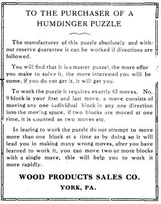 "Dads Puzzler - Humdinger Version" - Copyright J. A. Storer